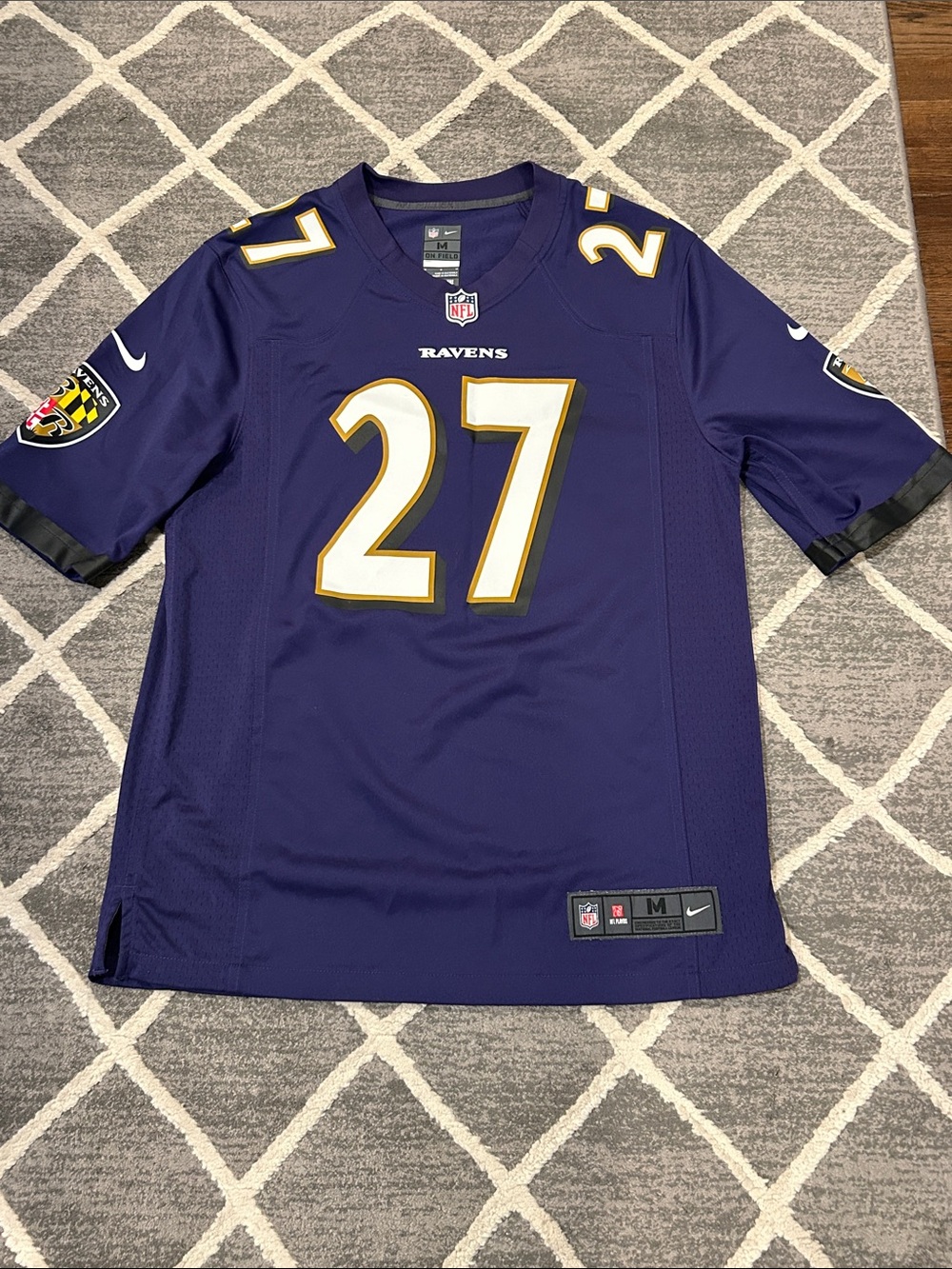Nike NFL Baltimore Ravens #27 Purple & White Dobbins Football Jersey